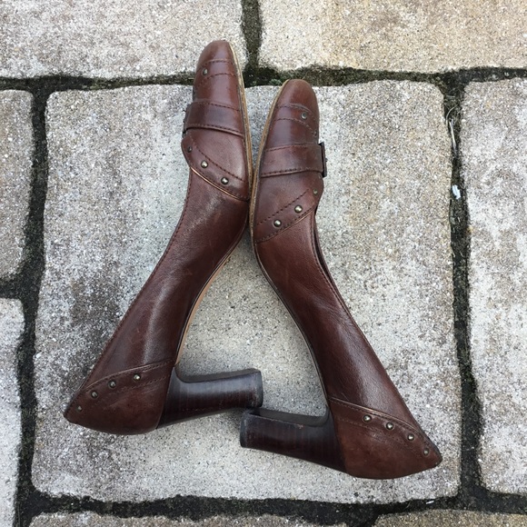 Balenciaga Brown Leather Studded Heels - Picture 5 of 10